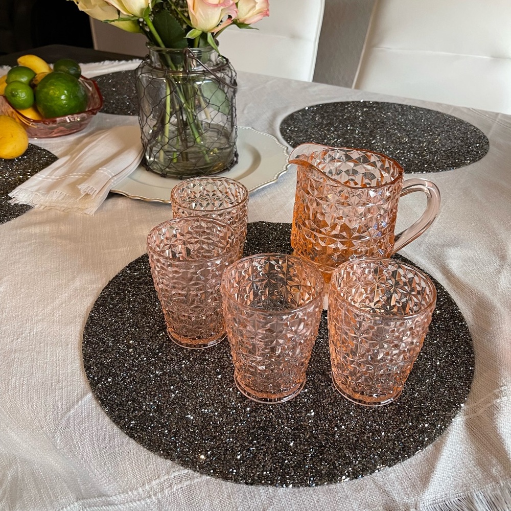Pink depression glassware vintage